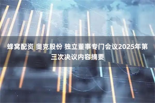 蜂窝配资 奥克股份 独立董事专门会议2025年第三次决议内容摘要